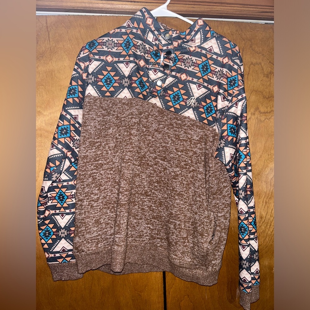 Hooey Aztec sleeve button up sweater